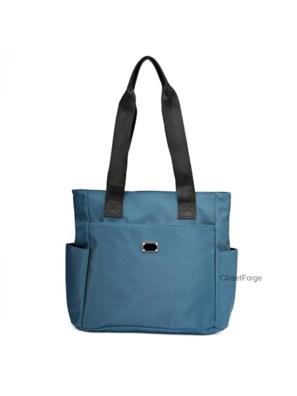 Nylon Tote Bag with Zipper, 8 Pockets, Waterproof Shoulder Bag for Work Travel